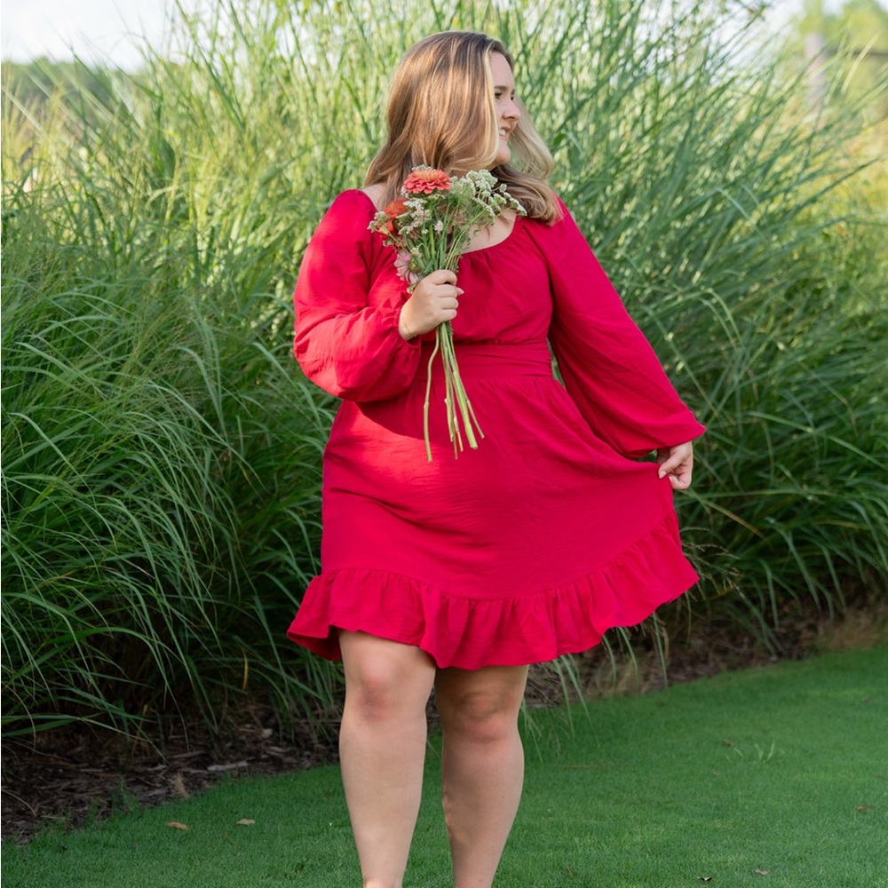 Elegant Red Ruffle Dress